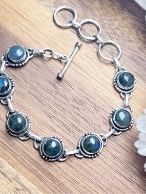 925 Silver Labradorite Gemstone Bracelet